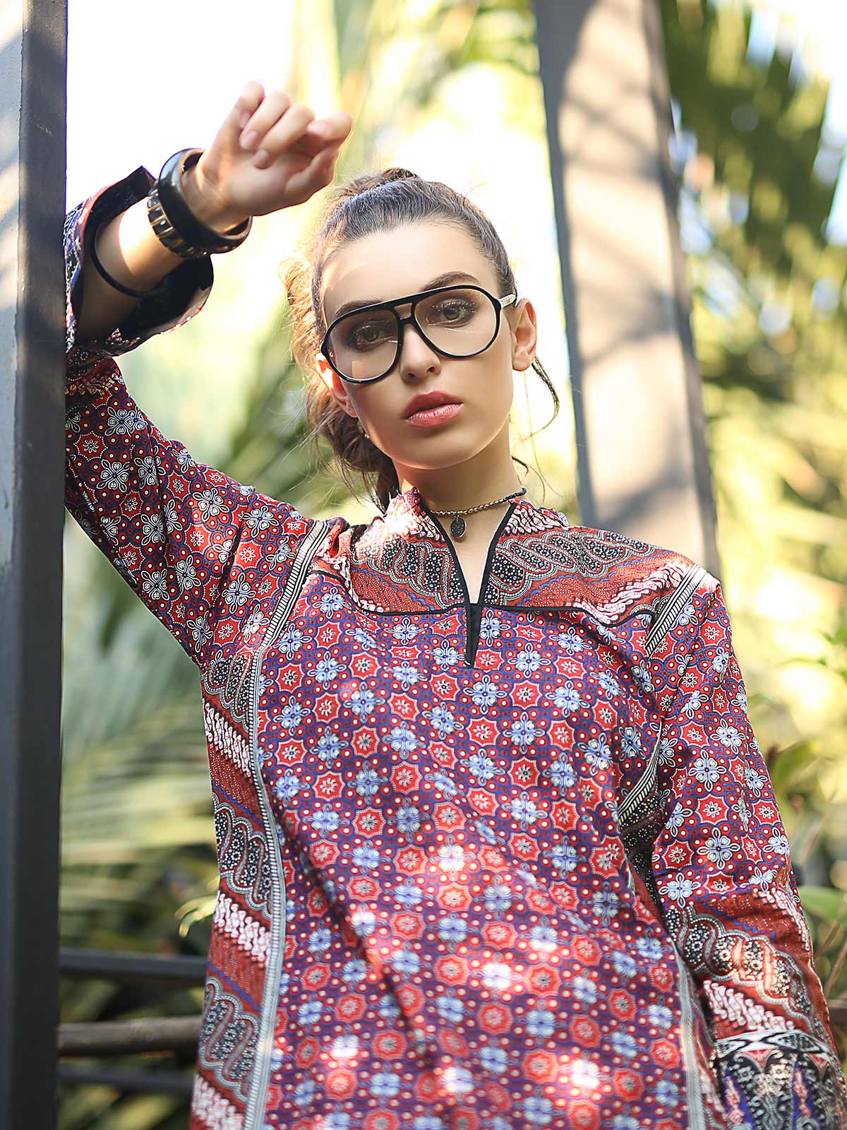 Edenrobe - Pret 1Pc Printed Maroon Shirt - ELTKP19-66607