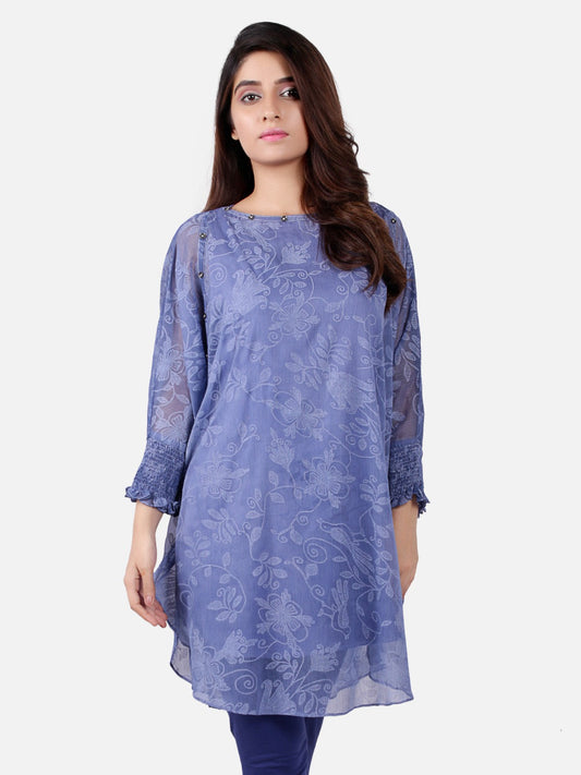 Edenrobe - Pret 1Pc Printed Chiffon Shirt - ELTKP19-66651