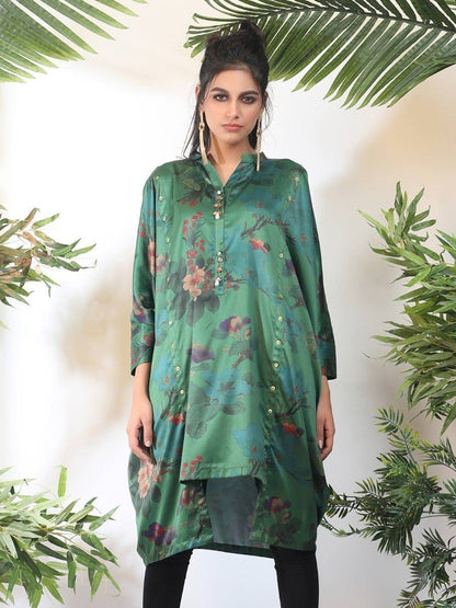 Edenrobe - Pret 1Pc Printed Green Shirt - ELTKP19-66677