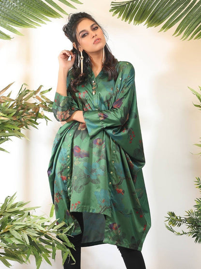 Edenrobe - Pret 1Pc Printed Green Shirt - ELTKP19-66677