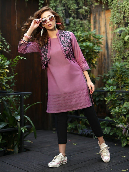 Edenrobe - Pret 1Pc Printed Purple Shirt - ELTKP19-66749