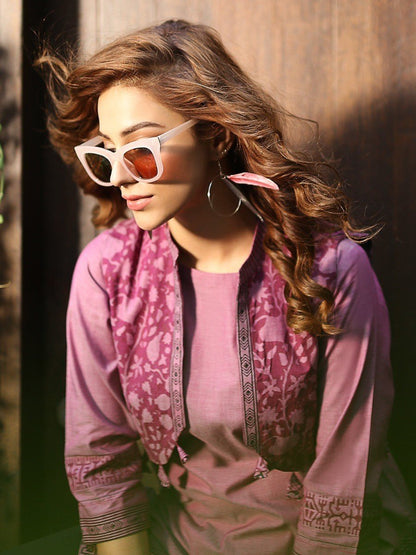 Edenrobe - Pret 1Pc Printed Purple Shirt - ELTKP19-66749