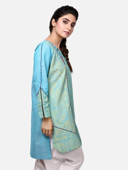 Edenrobe - Pret 1Pc Printed Aqua Shirt - ELTKP19-66779