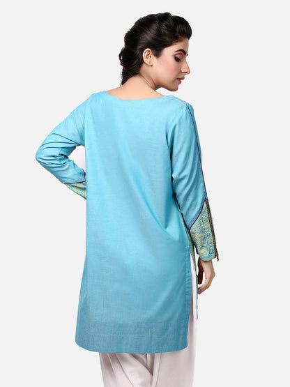 Edenrobe - Pret 1Pc Printed Aqua Shirt - ELTKP19-66779
