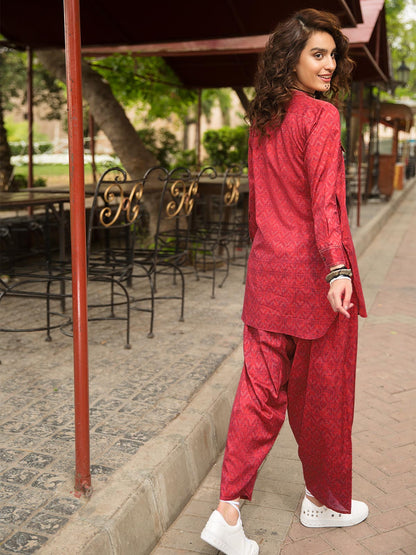 Edenrobe - Pret 2Pc Printed Cotton Shirt Trouser - ELTKP19-66835 (2-PCS)