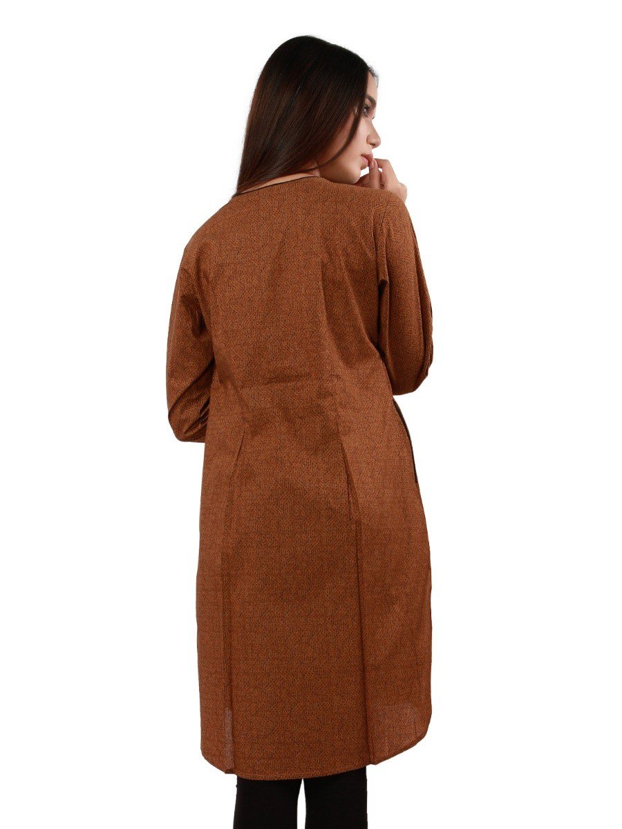 Edenrobe - Pret 1Pc Printed Brown Shirt - ELTKP19-66843