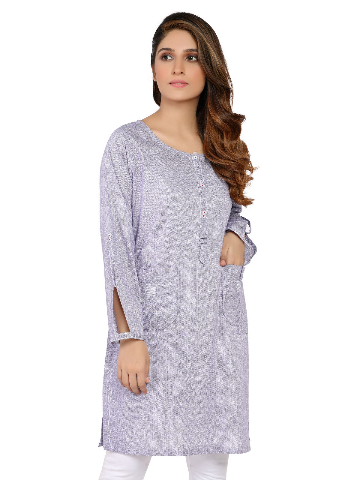 Edenrobe - Pret 1Pc Printed Lavender Shirt - ELTKP19-66845