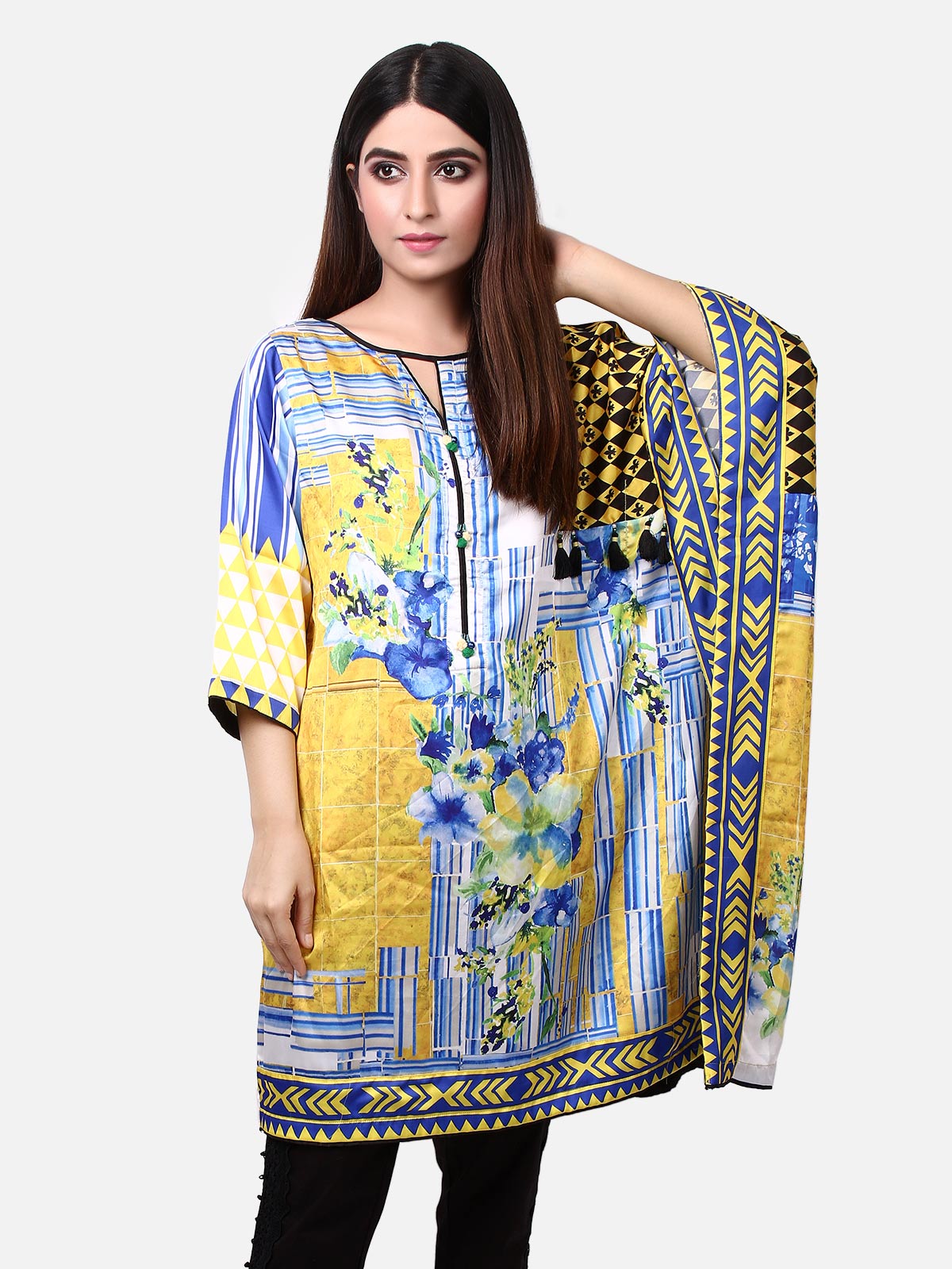 Edenrobe - Pret 1Pc Printed Silk Shirt - ELTKP19-66847