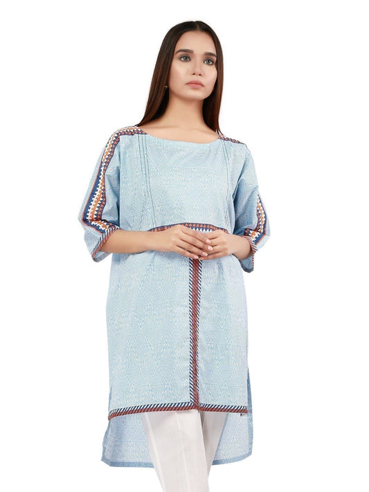 Edenrobe - Pret 1Pc Printed Blue Shirt - ELTKP19-66933
