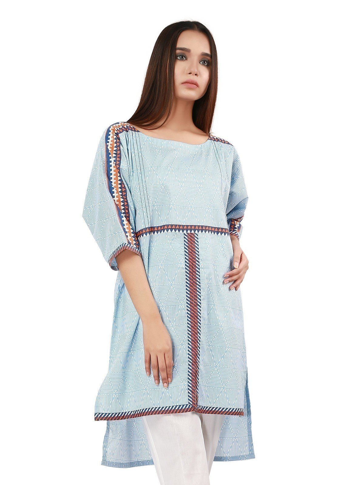 Edenrobe - Pret 1Pc Printed Blue Shirt - ELTKP19-66933