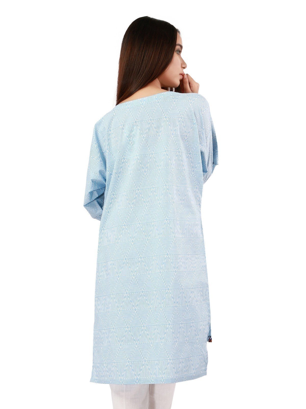 Edenrobe - Pret 1Pc Printed Blue Shirt - ELTKP19-66933