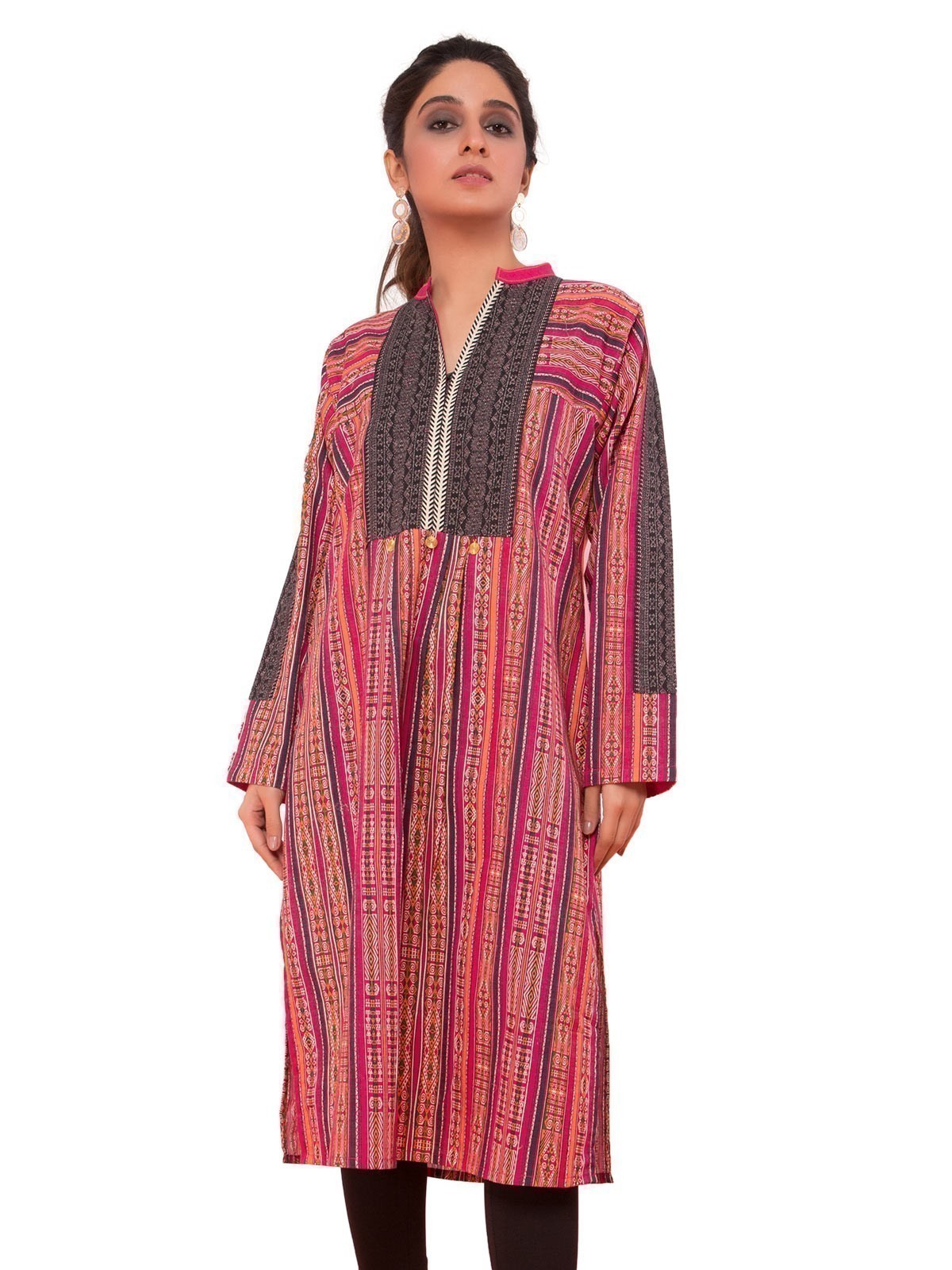 Edenrobe - Pret 1Pc Printed Khaddar Shirt - ELTKP19-67107