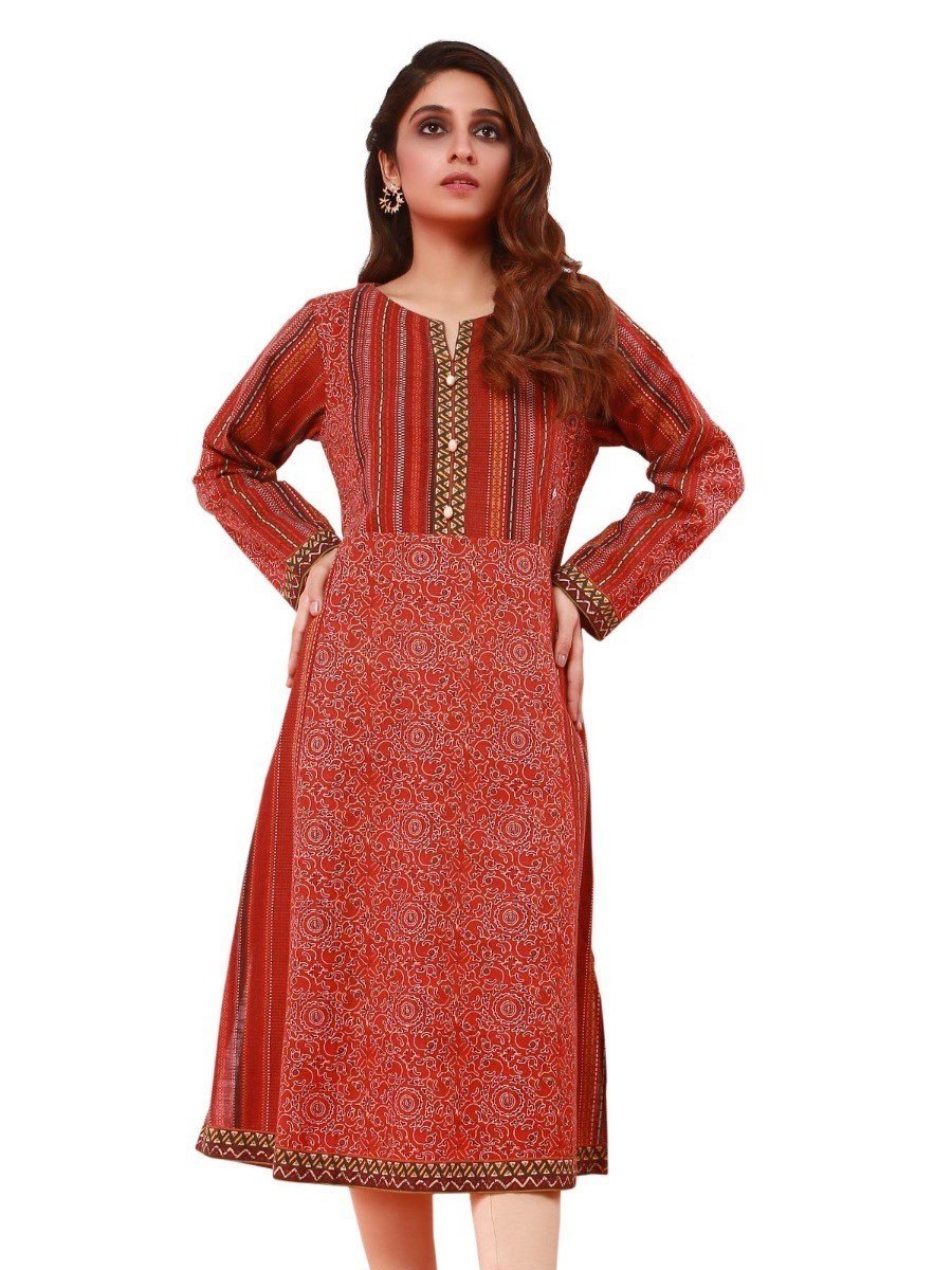 Edenrobe - Pret 1Pc Printed Khaddar Shirt - ELTKP19-67113