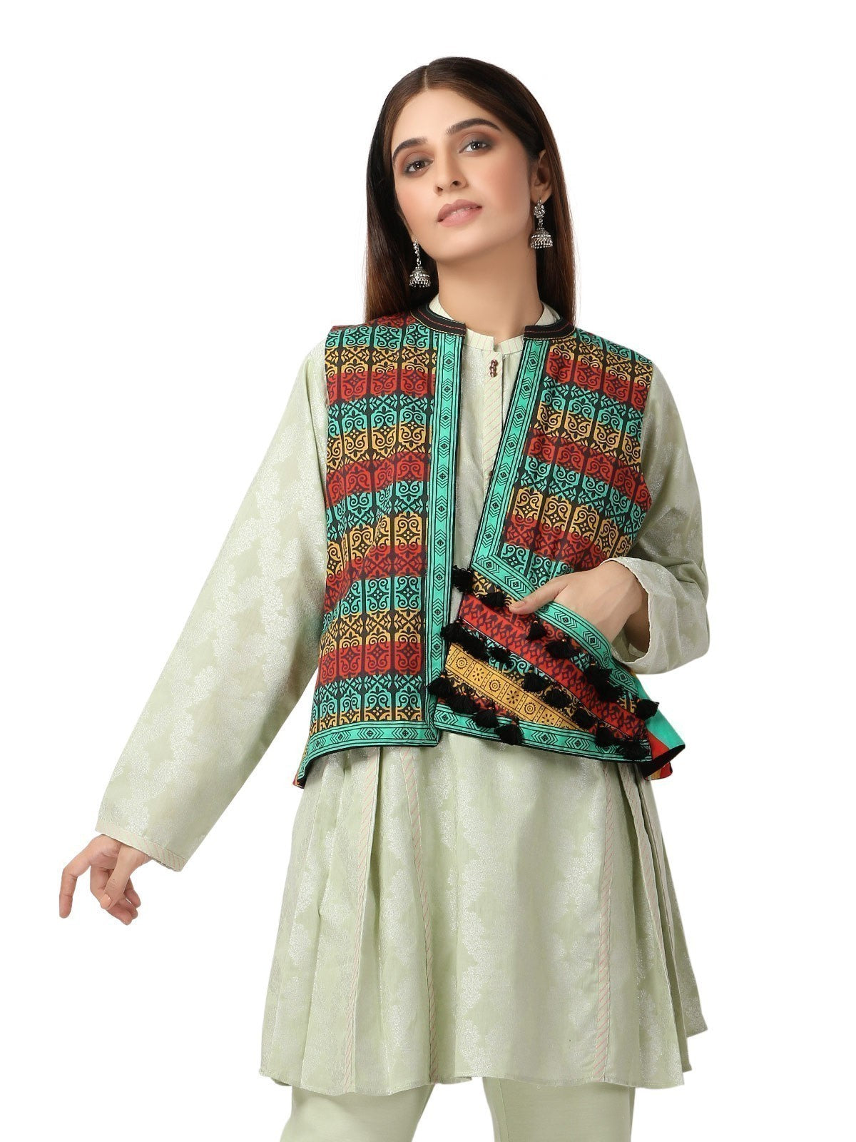 Edenrobe - Women's Black Multi Waist Coat - ELTWC19-66950
