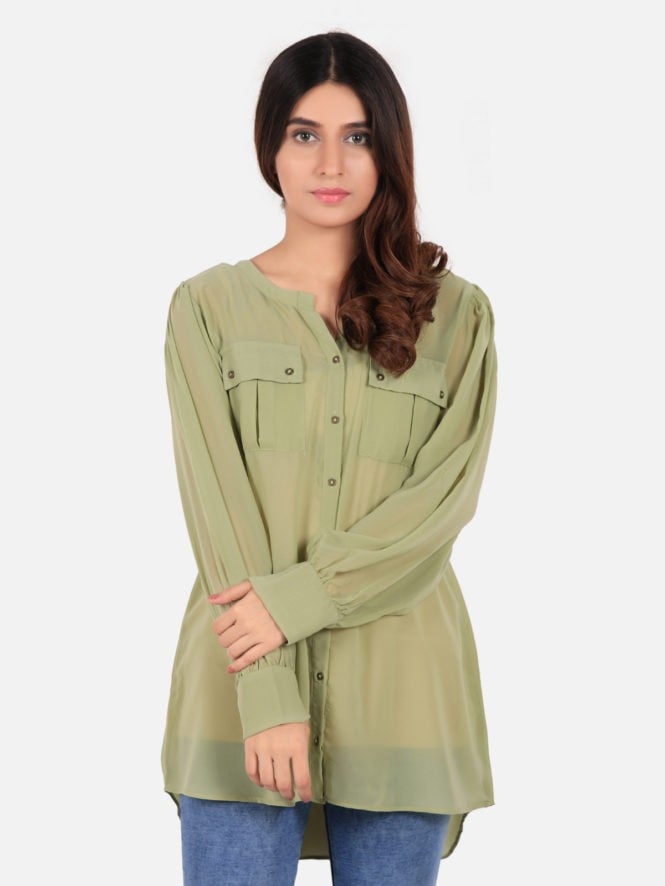 Edenrobe - Women's Light Green Western Top - ELTW19-66567