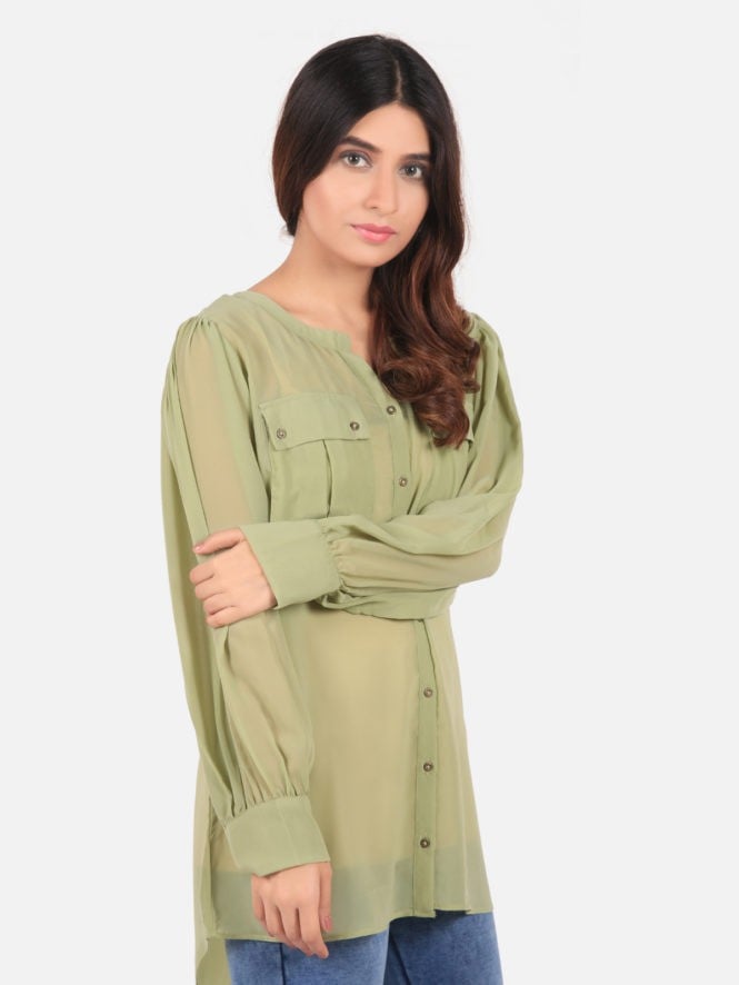 Edenrobe - Women's Light Green Western Top - ELTW19-66567