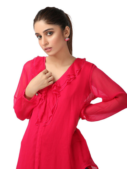 Edenrobe - Women's Pink Western Top - ELTW19-66588