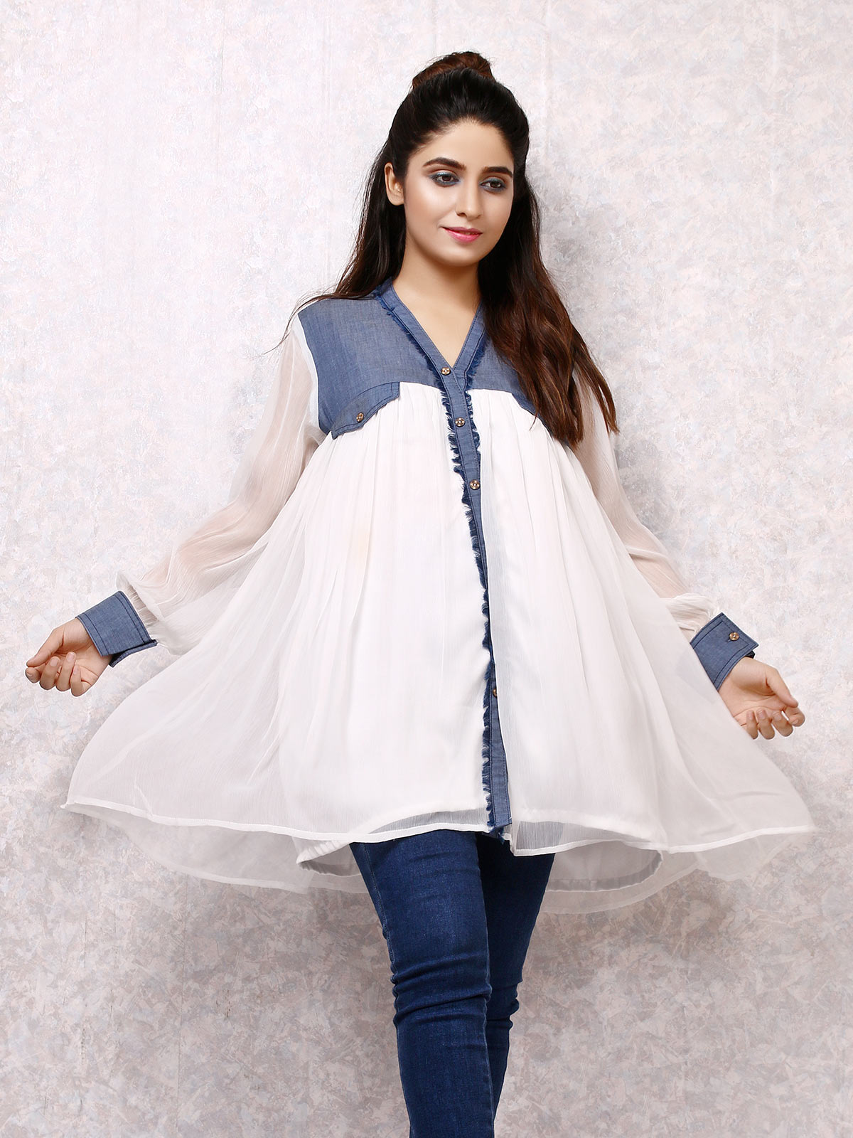 Edenrobe - Women's White Western Top - ELTW19-66878