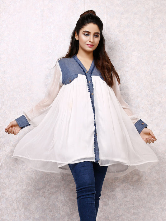 Edenrobe - Women's White Western Top - ELTW19-66878