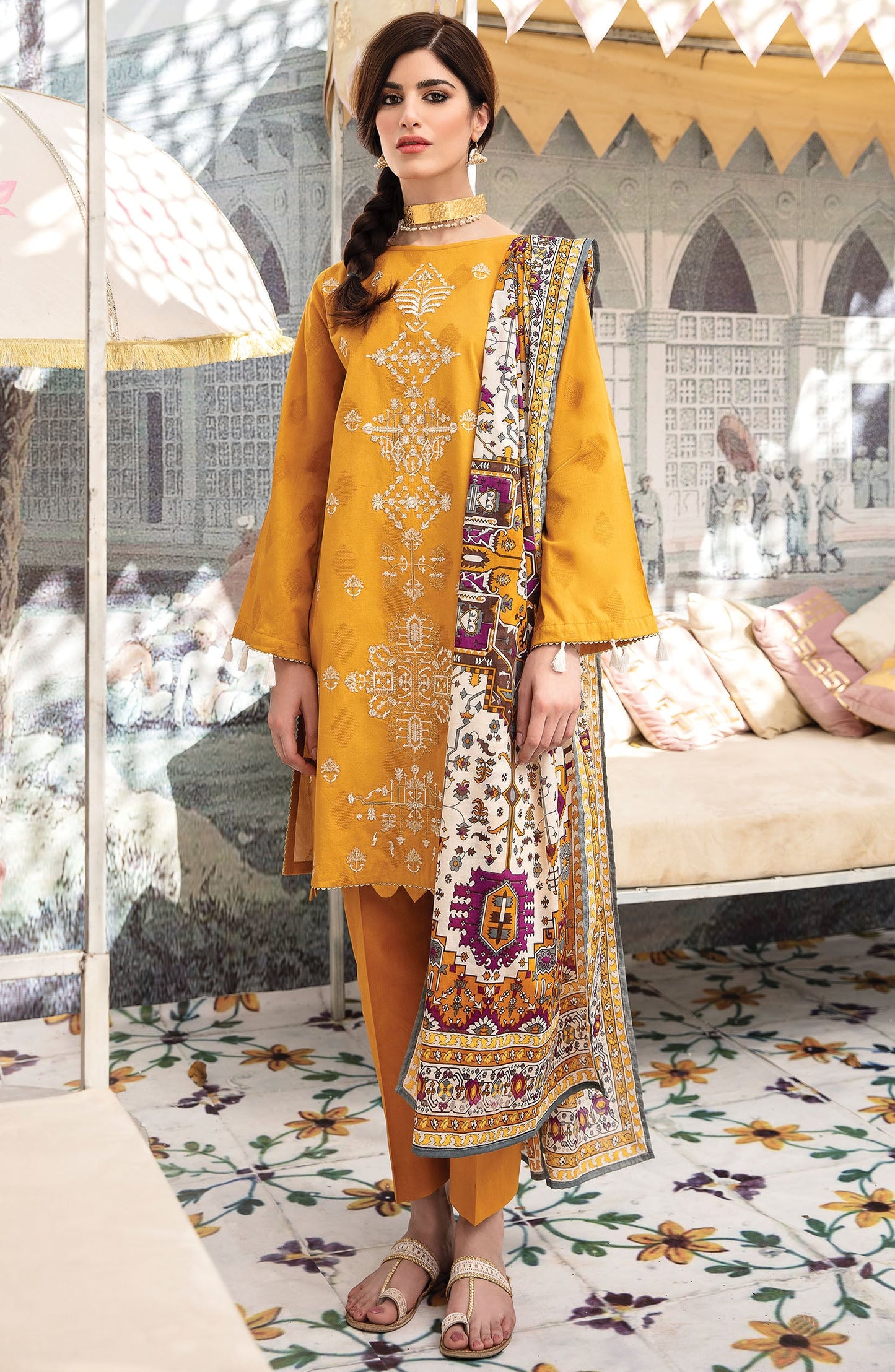 Orient - Unstitched 3 Piece Embroidered Jacquard Suit