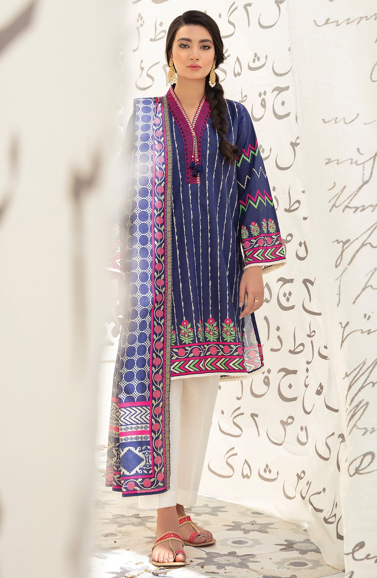 Orient - Unstitched 2 Piece Embroidered Lawn Shirt Dupatta