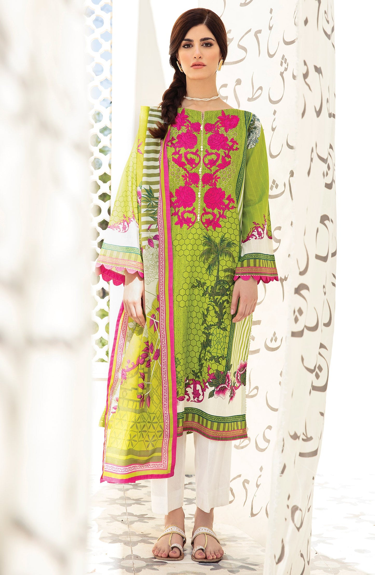 Orient - Unstitched 2 Piece Embroidered Lawn Shirt Dupatta