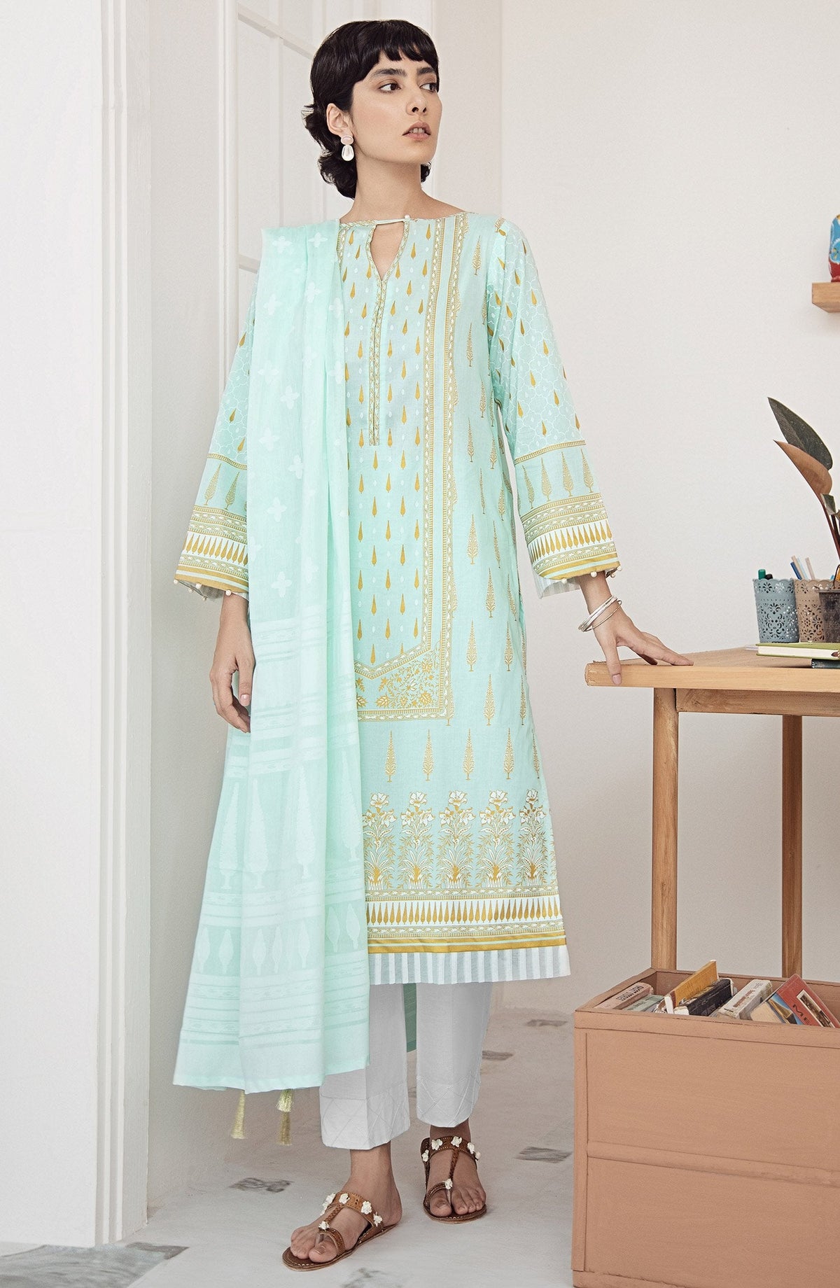 Orient - Unstitched 2PC Pearl Printed Shirt Jacquard Dupatta
