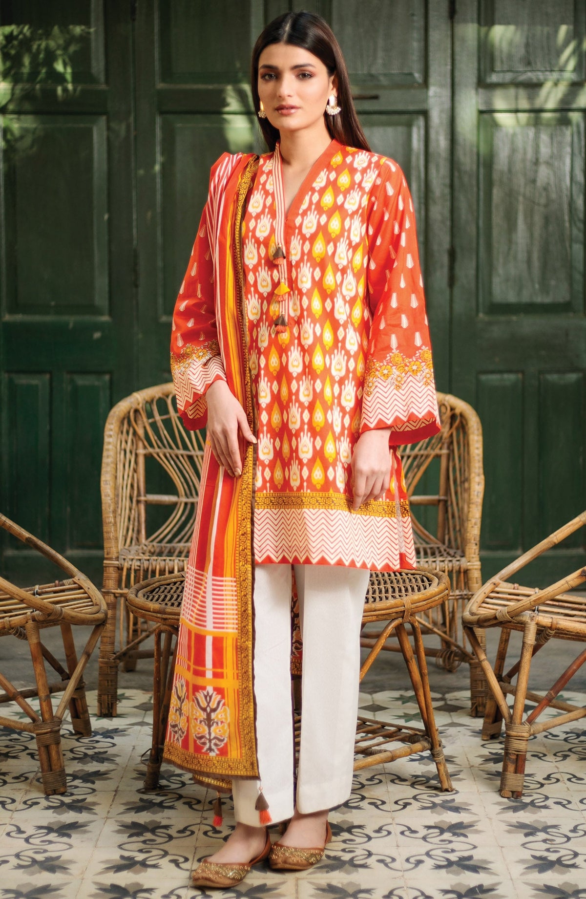 Orient - Unstitched 2 Piece Printed Lawn Shirt Dupatta