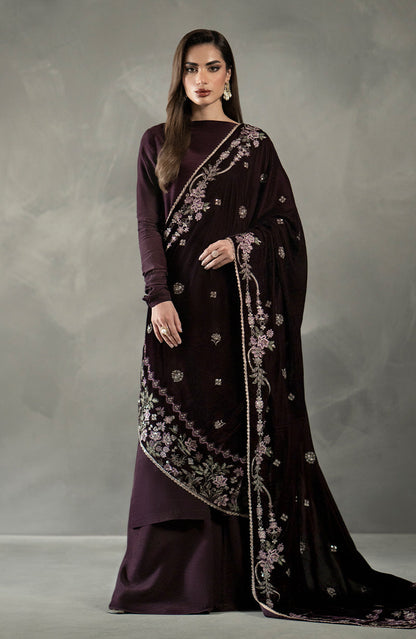 Seran - Plum Velvet Shawl