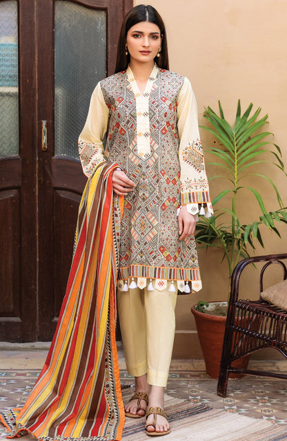 Orient - Unstitched 3 Piece Embroidered Lawn Suit