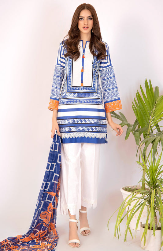 Orient - Unstitched 2 Piece Embroidered Lawn Shirt & Chiffon Dupatta