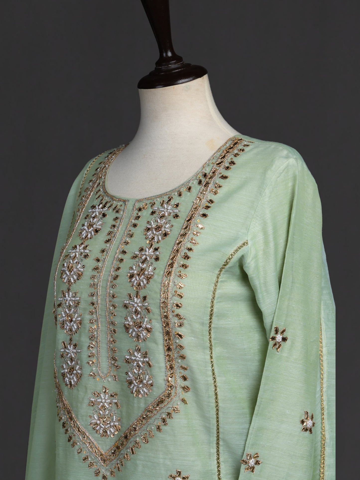 Eraj Hussain - Gotta Patti Pistachio - Stitched
