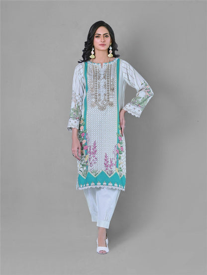 Bareeq Outfits - Bristle Brush 3 Piece Printed Suit
