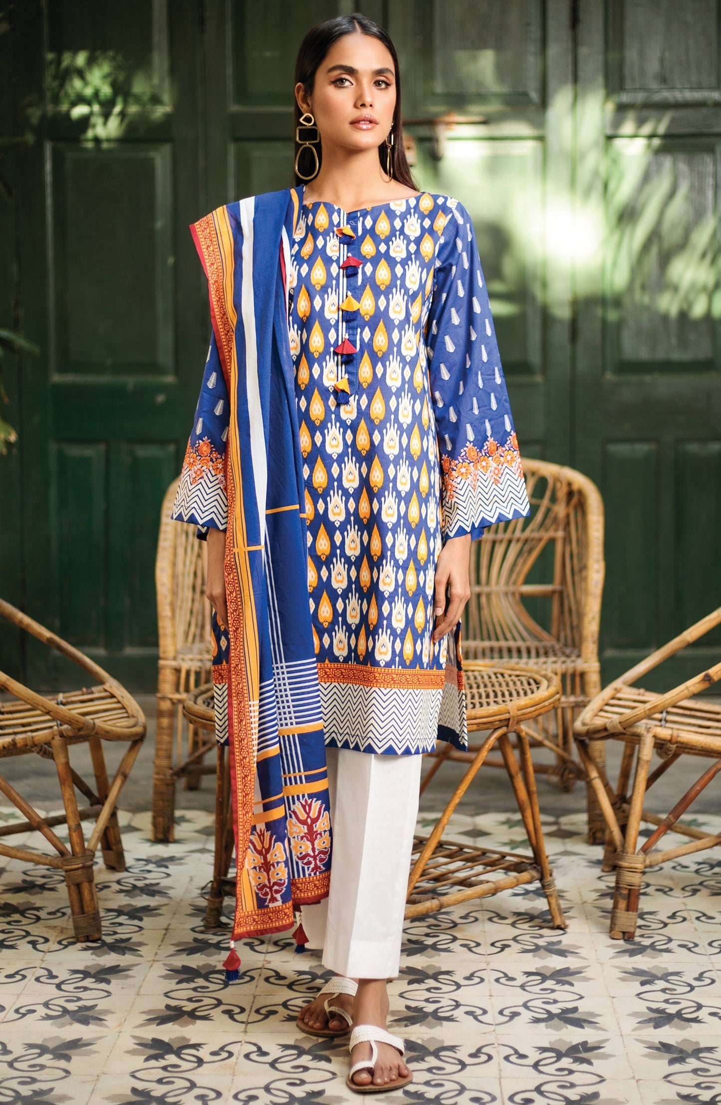 Orient - Unstitched 2 Piece Printed Lawn Shirt Dupatta