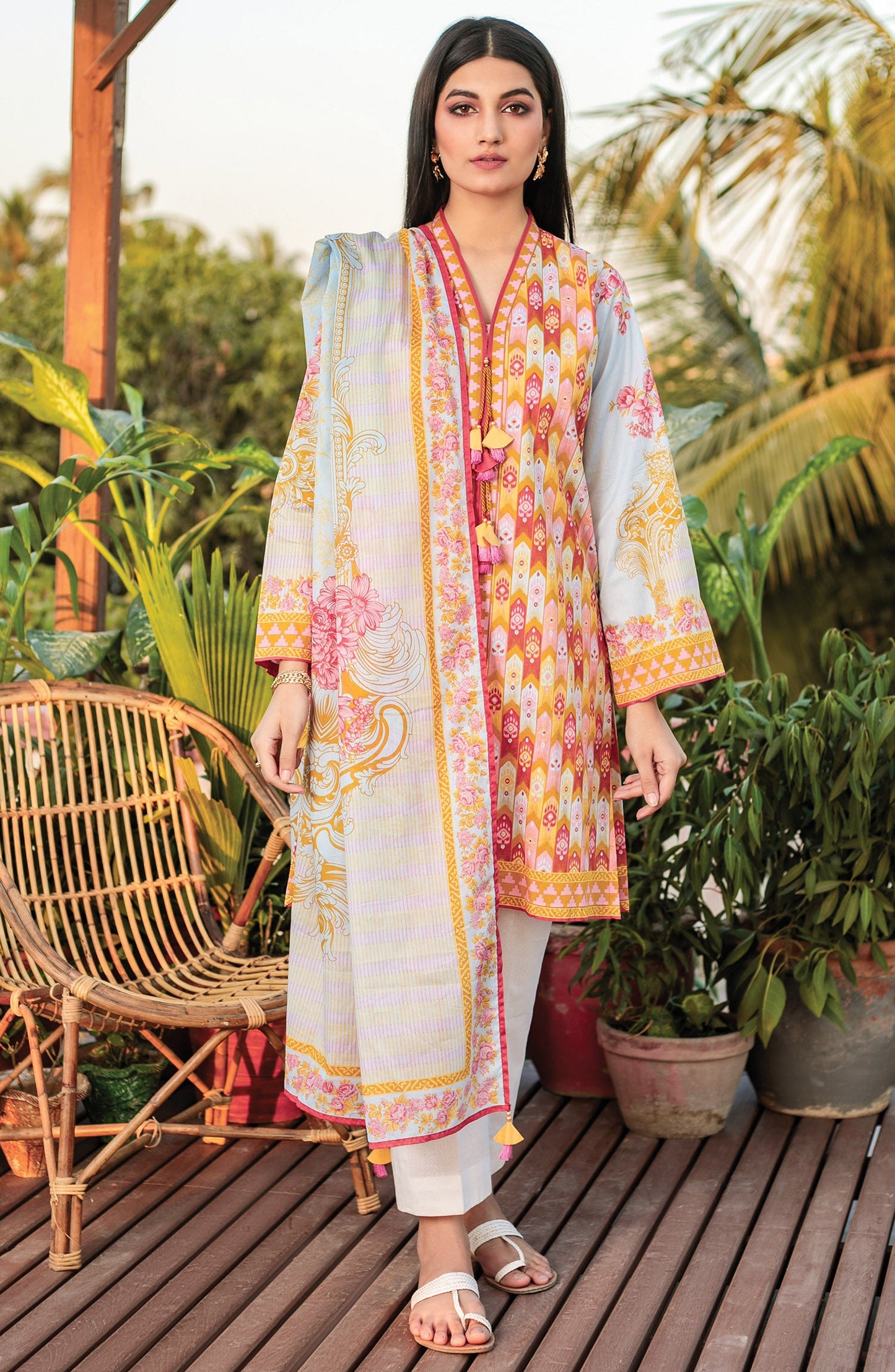 Orient - Unstitched 2 Piece Printed Lawn Shirt Dupatta