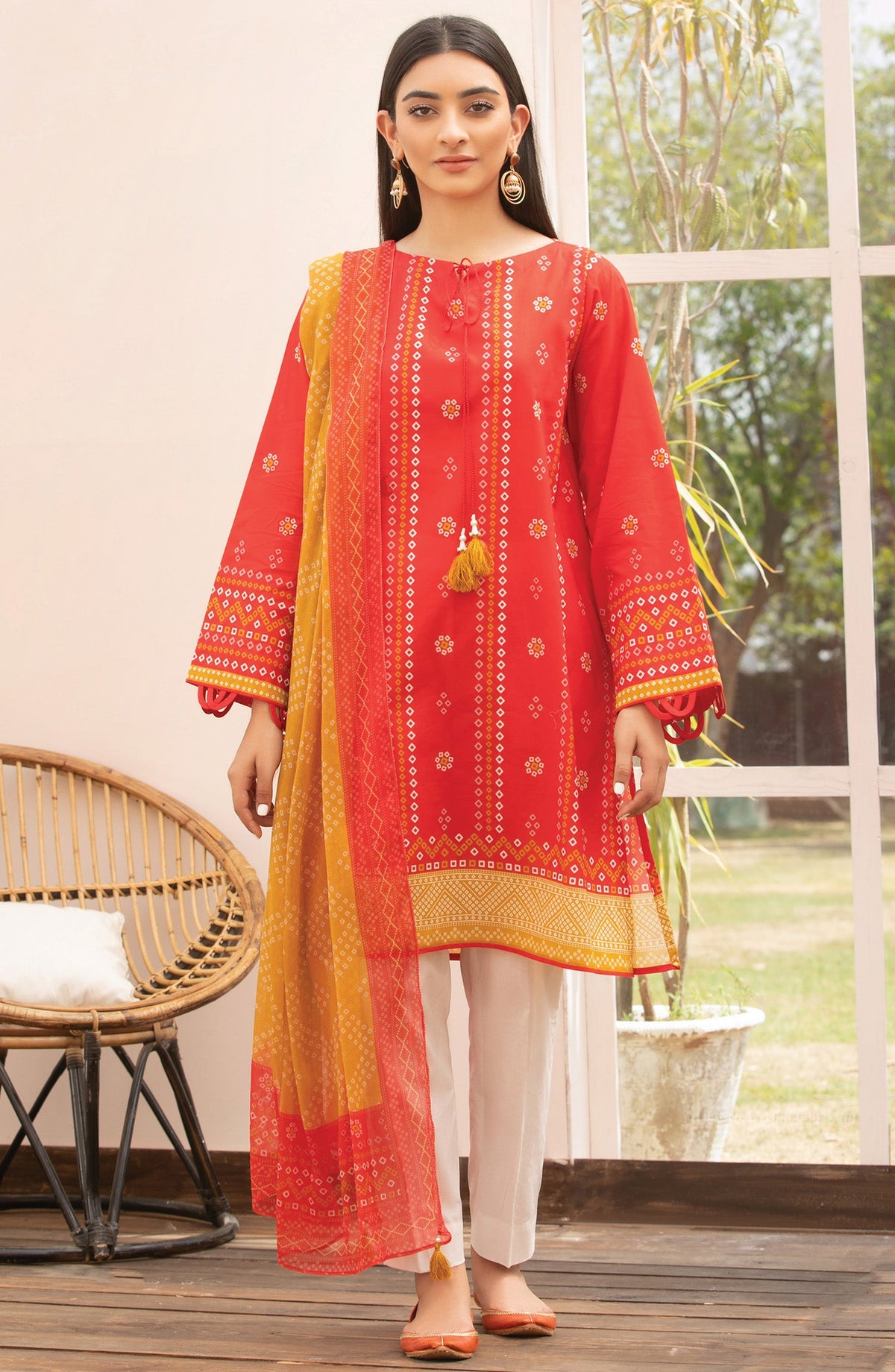 Orient - Unstitched 2 Piece Printed Lawn Shirt Chiffon Dupatta