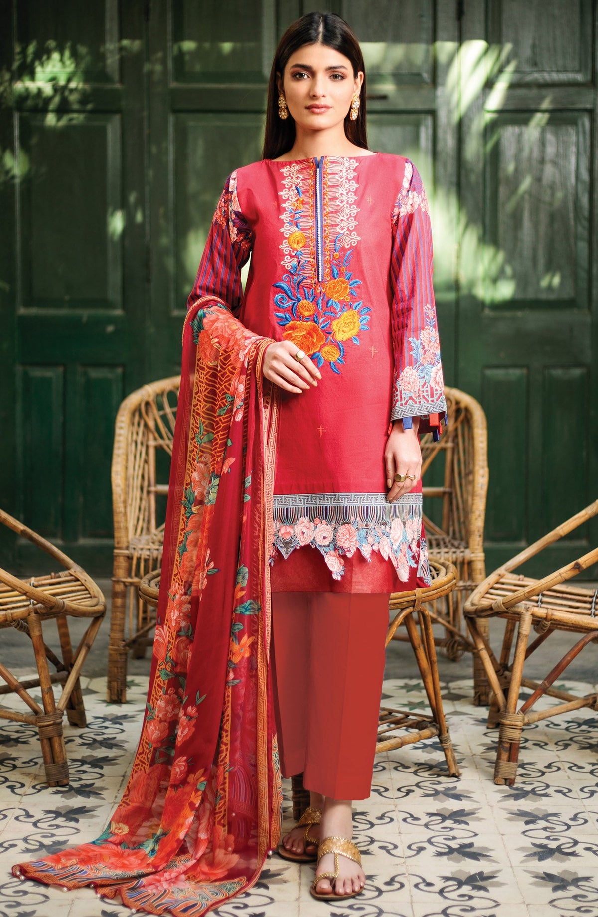 Orient - Unstitched 3 Piece Embroidered Lawn Suit