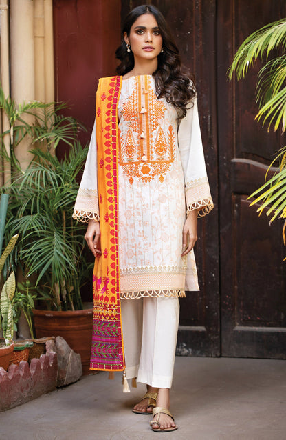 Orient - Unstitched 3 Piece Gold Lacquer Embroidered Lawn Suit