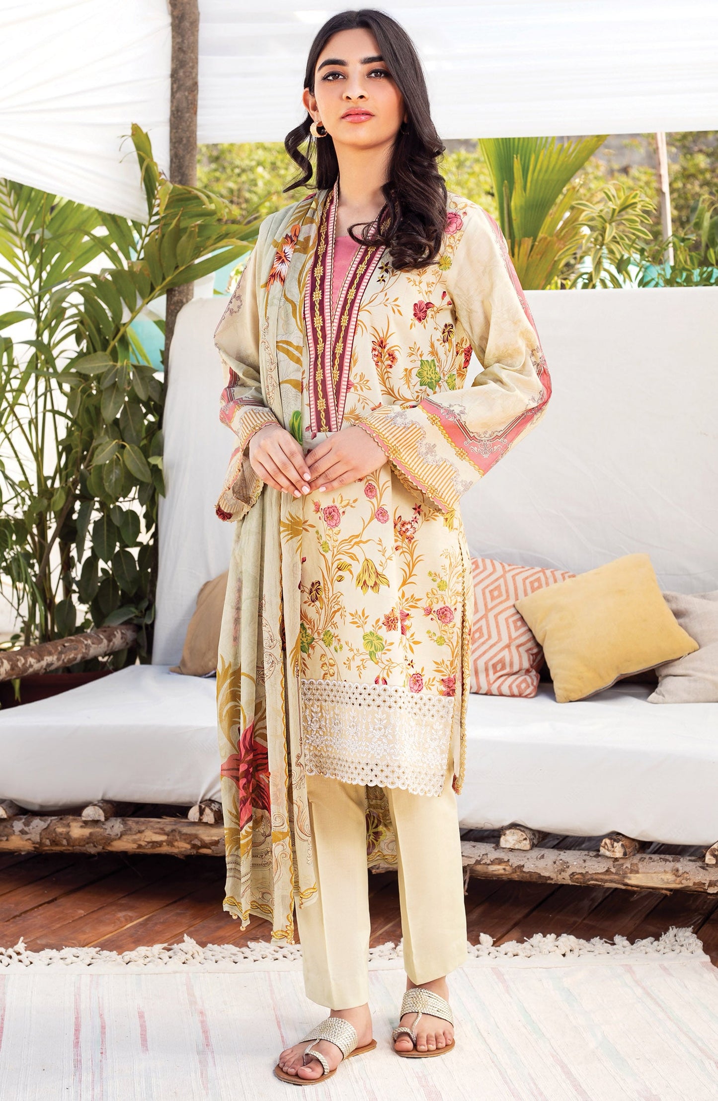 Orient - Unstitched 3 Piece Embroidered Lawn Suit