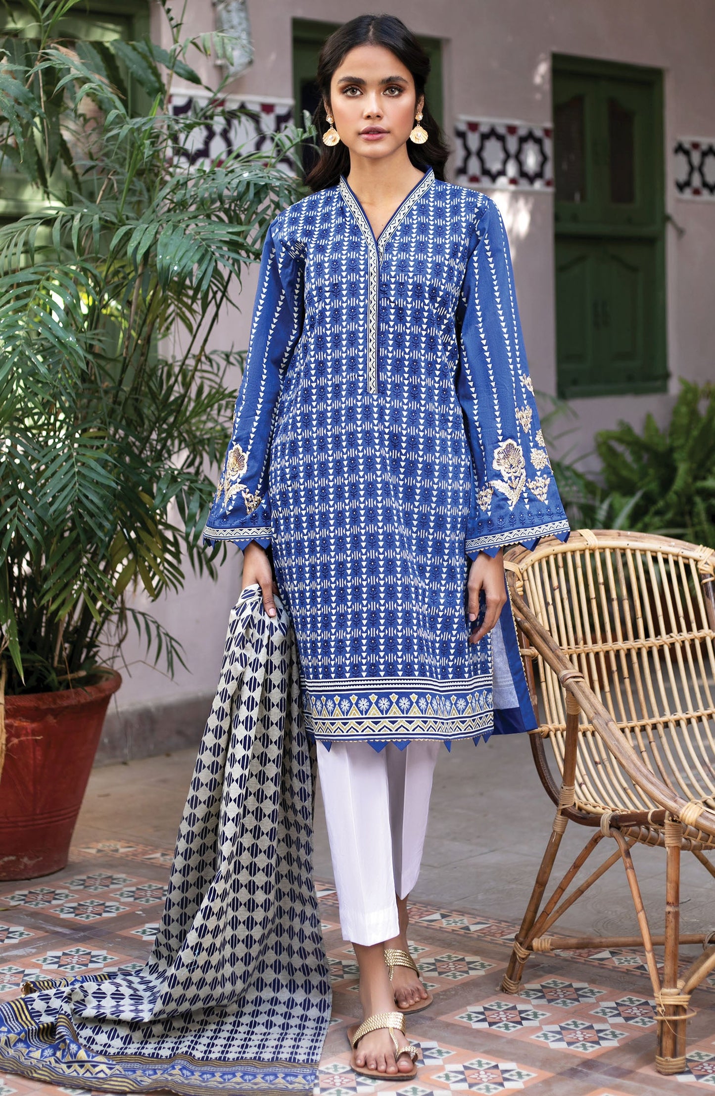 Orient - Unstitched 2 Piece Printed Lawn Shirt Dupatta