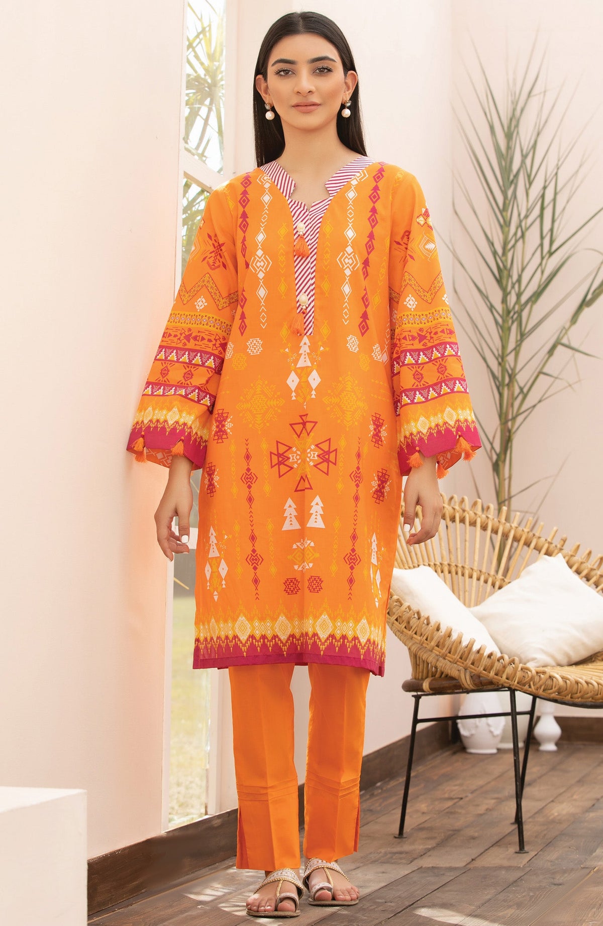 Orient - Unstitched 2 Piece Printed Lawn Shirt Trouser