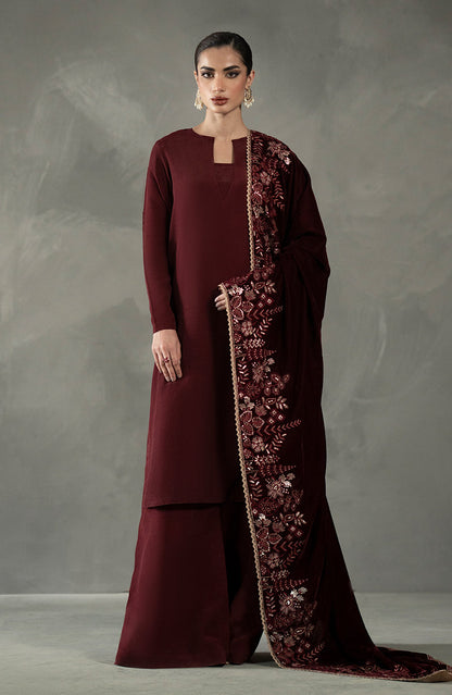 Seran - Maroon Velvet Shawl