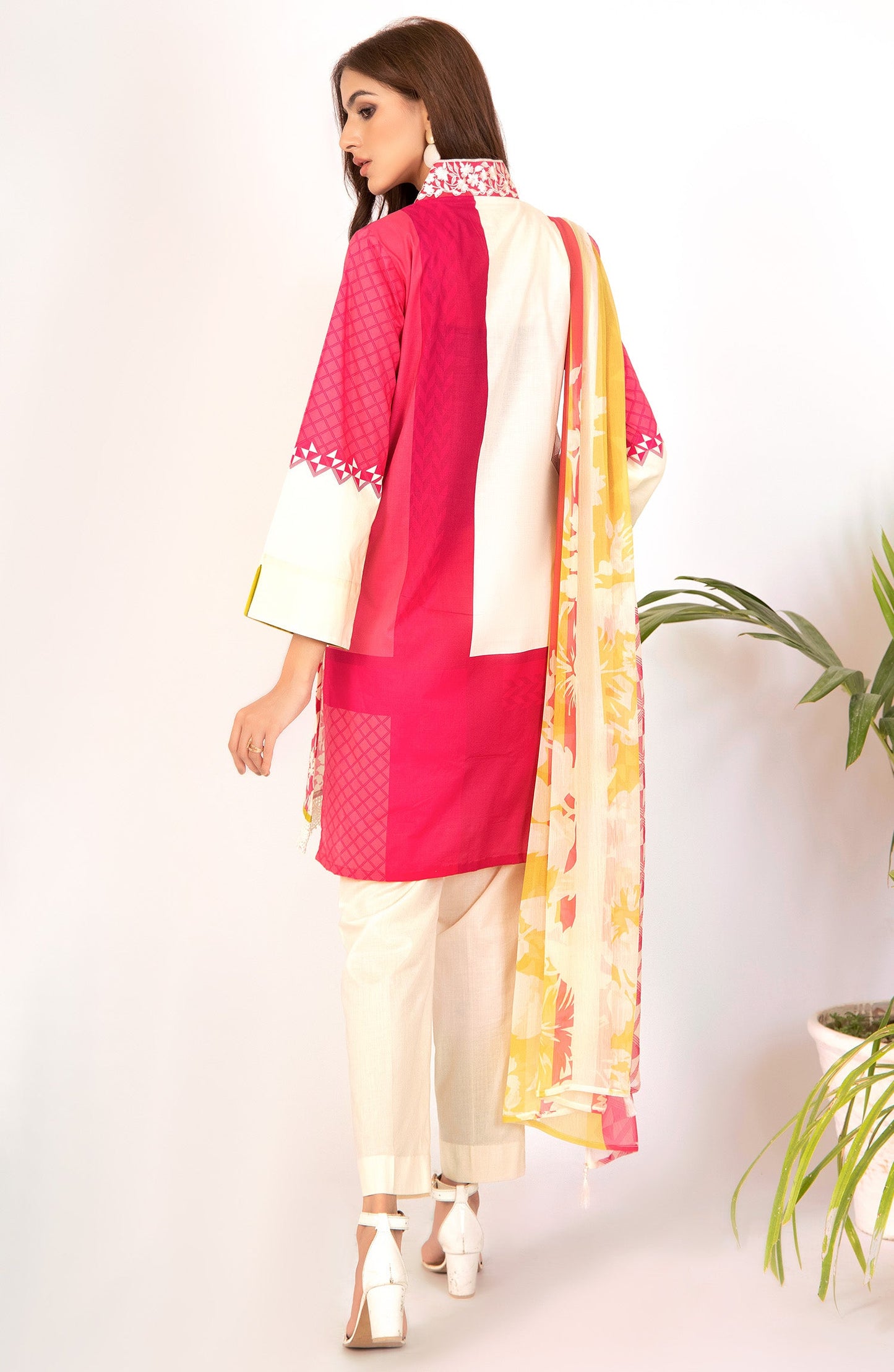 Orient - Unstitched 2 Piece Embroidered Lawn Shirt & Chiffon Dupatta