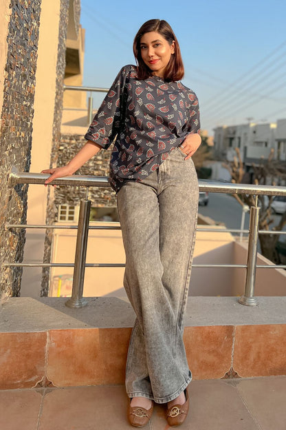 Celina - Printed Khaddar Kurti - D34