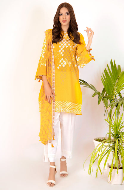 Orient - Unstitched 2 Piece Embroidered Lawn Shirt & Chiffon Dupatta
