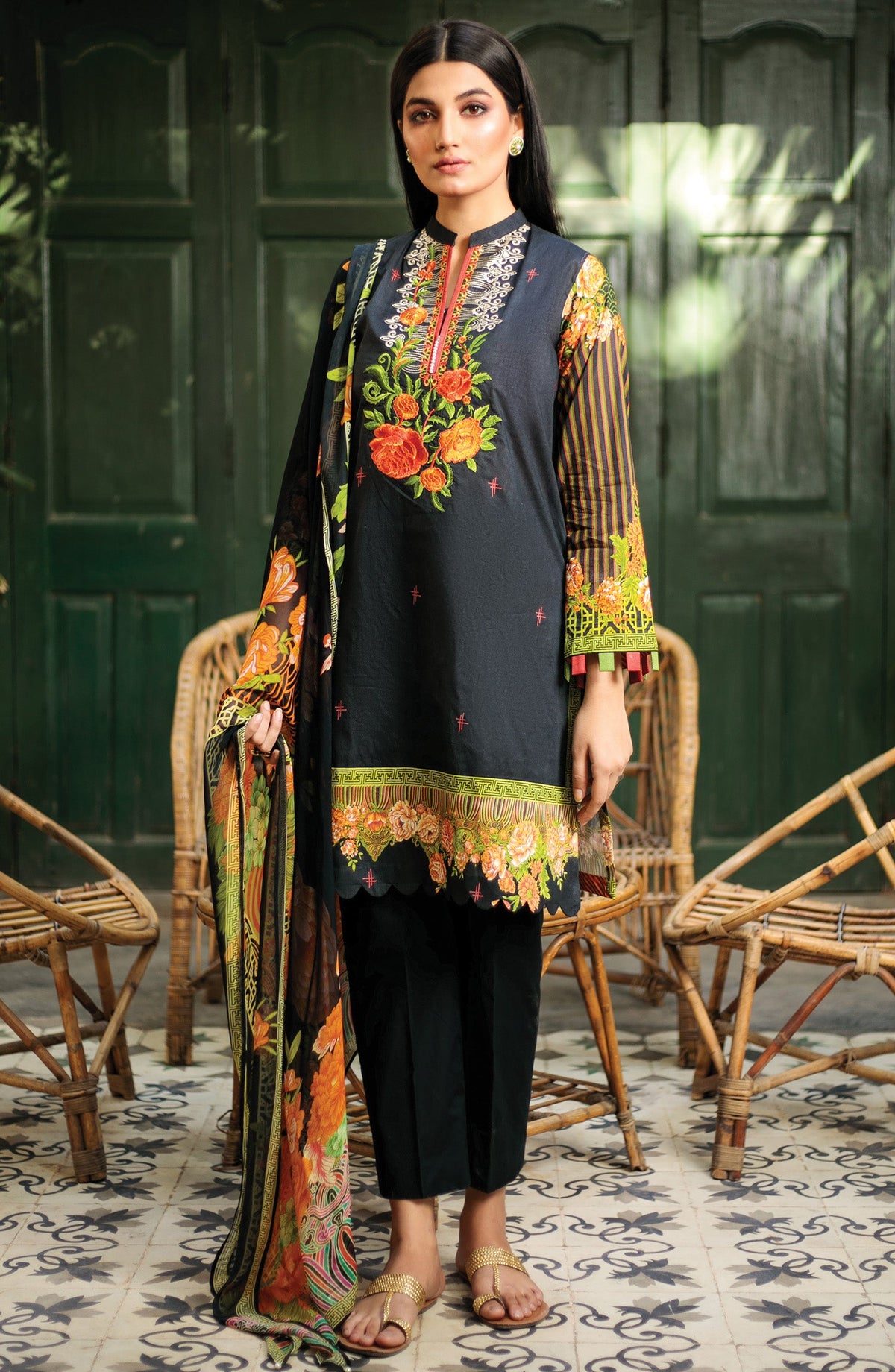 Orient - Unstitched 3 Piece Embroidered Lawn Suit