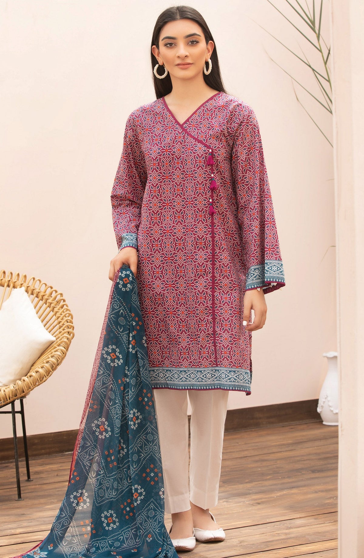 Orient - Unstitched 2 Piece Printed Lawn Shirt Chiffon Dupatta