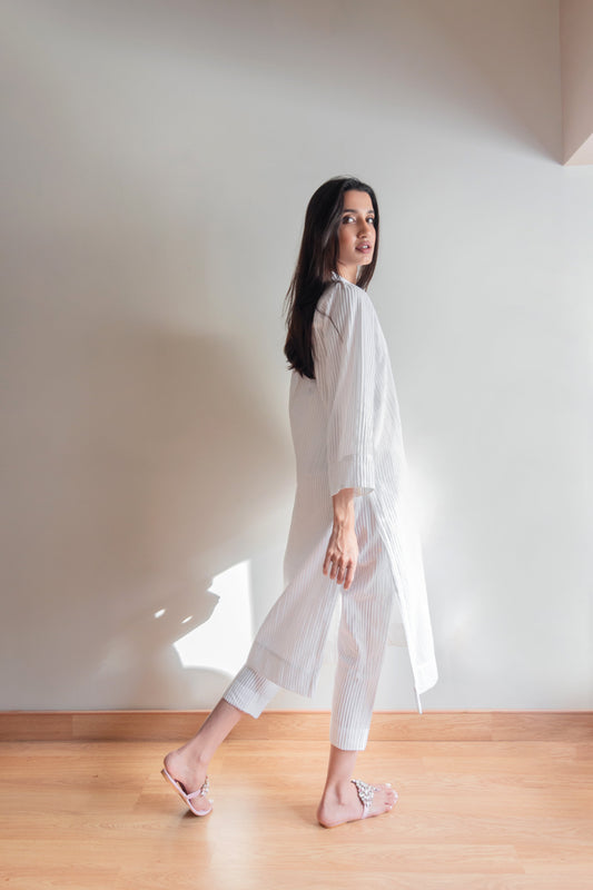 Ayesha Naveed - White cotton matching separates