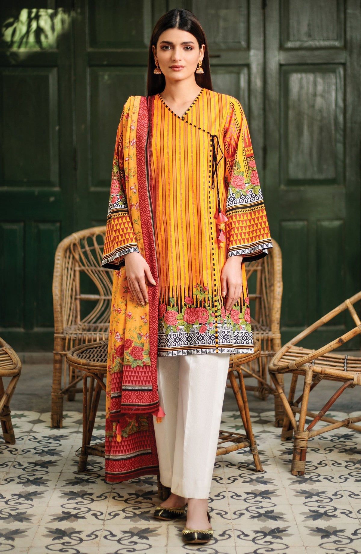 Orient - Unstitched 2 Piece Printed Lawn Shirt Dupatta