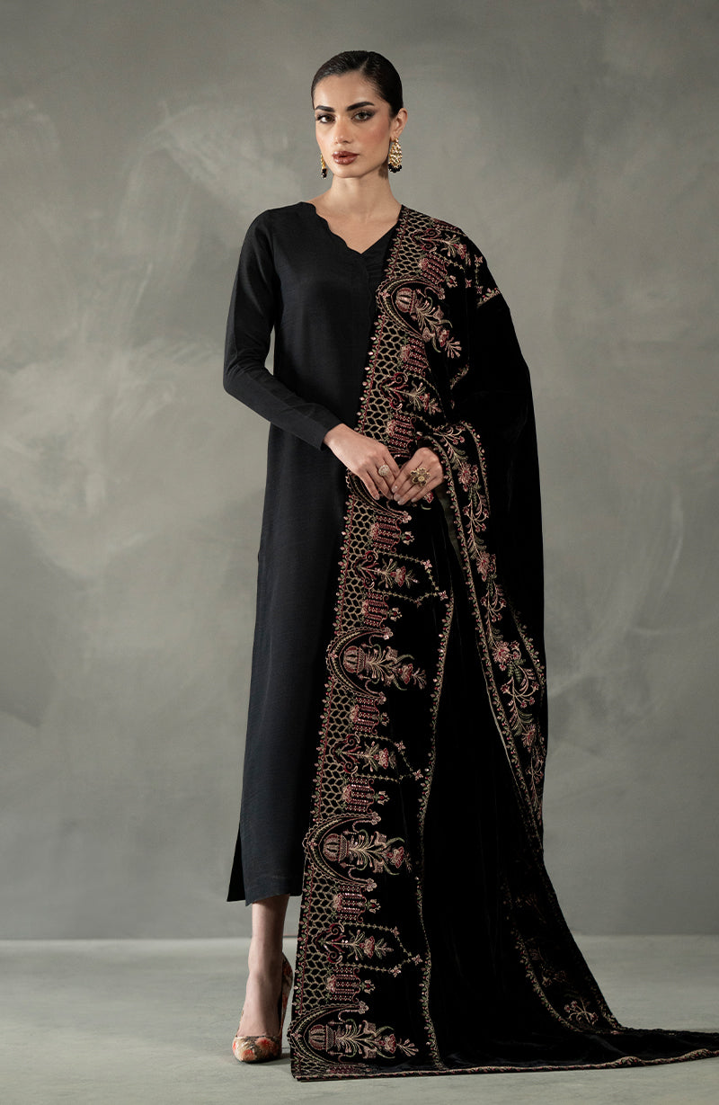 Seran - Black Velvet Shawl